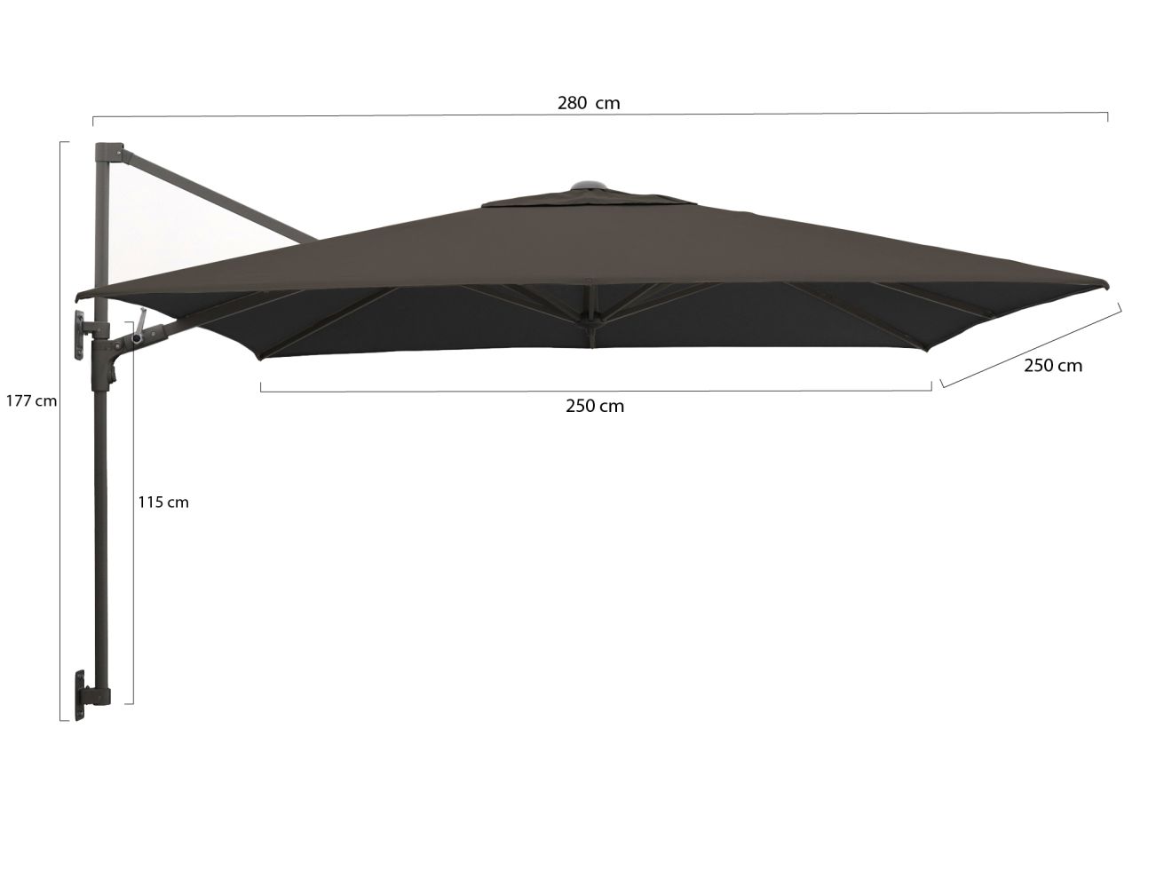 Shadowline Wandsonnenschirm 250x250 cm R...
