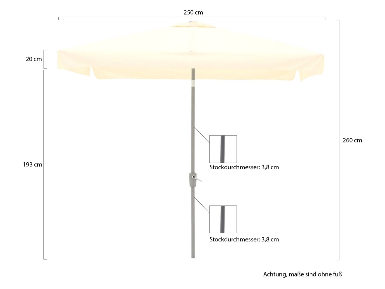 Shadowline Aruba Sonnenschirm 250x250 cm... Shadowline Aruba Sonnenschirm 250x250 cm...