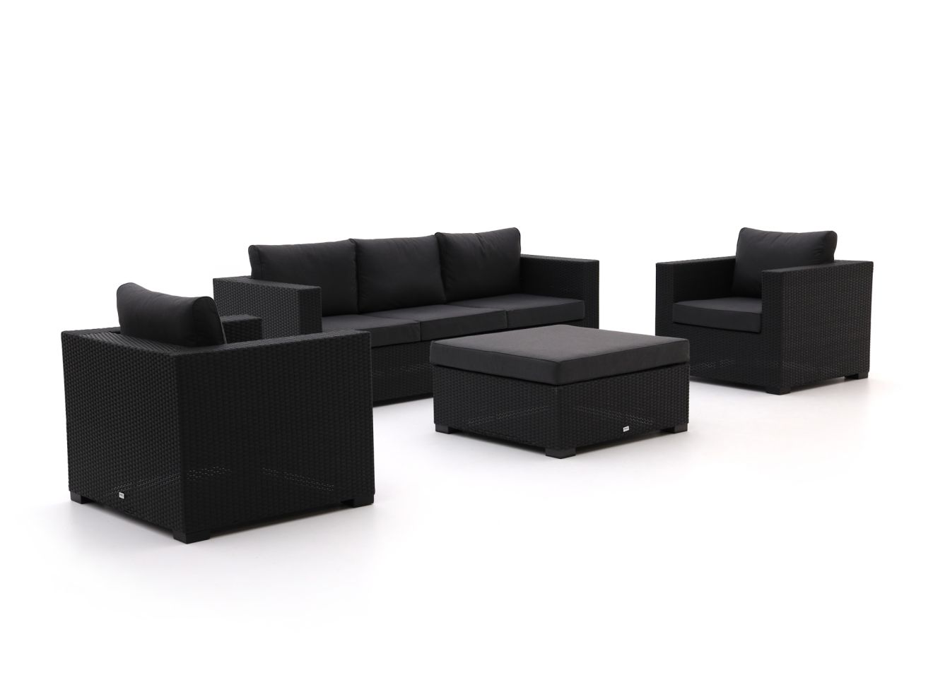 Forza Giotto Sessel-Sofa Lounge-Set 4-teilig Schwarz  Rabatt: 30 %