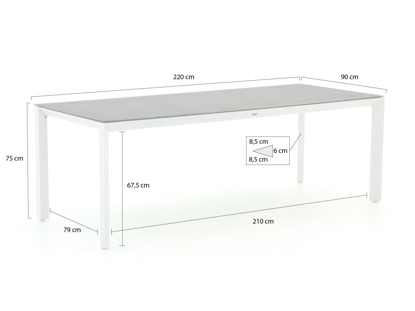 Bellagio Rumo/Veneto 220 cm Gartenmöbel-Set 7-teilig Stapelbar Weiß  Rabatt: 27 %