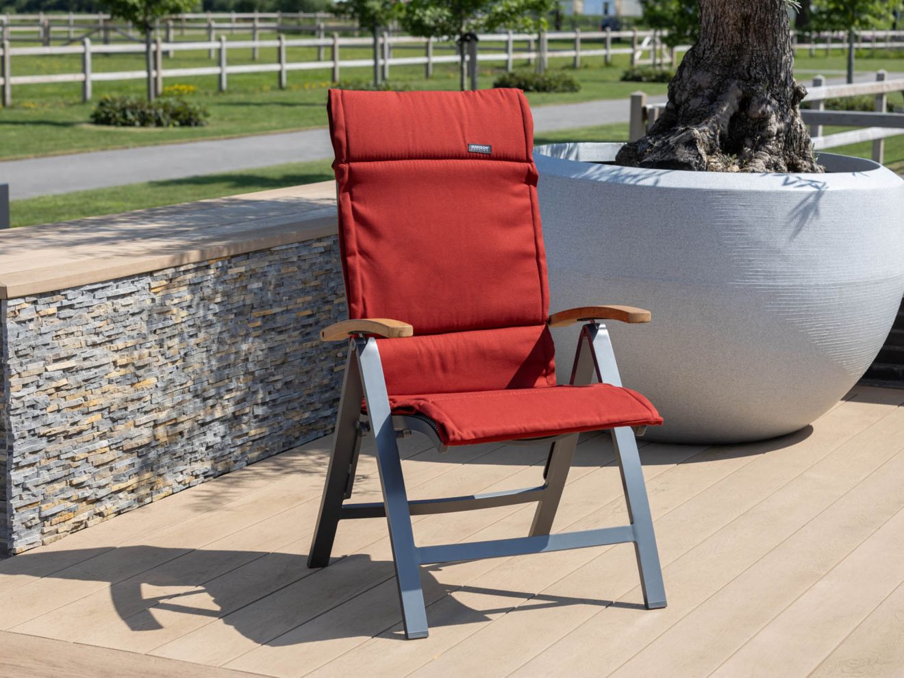 Madison Auflage Hochlehner dünn 125x50 cm Rot 125x50cm