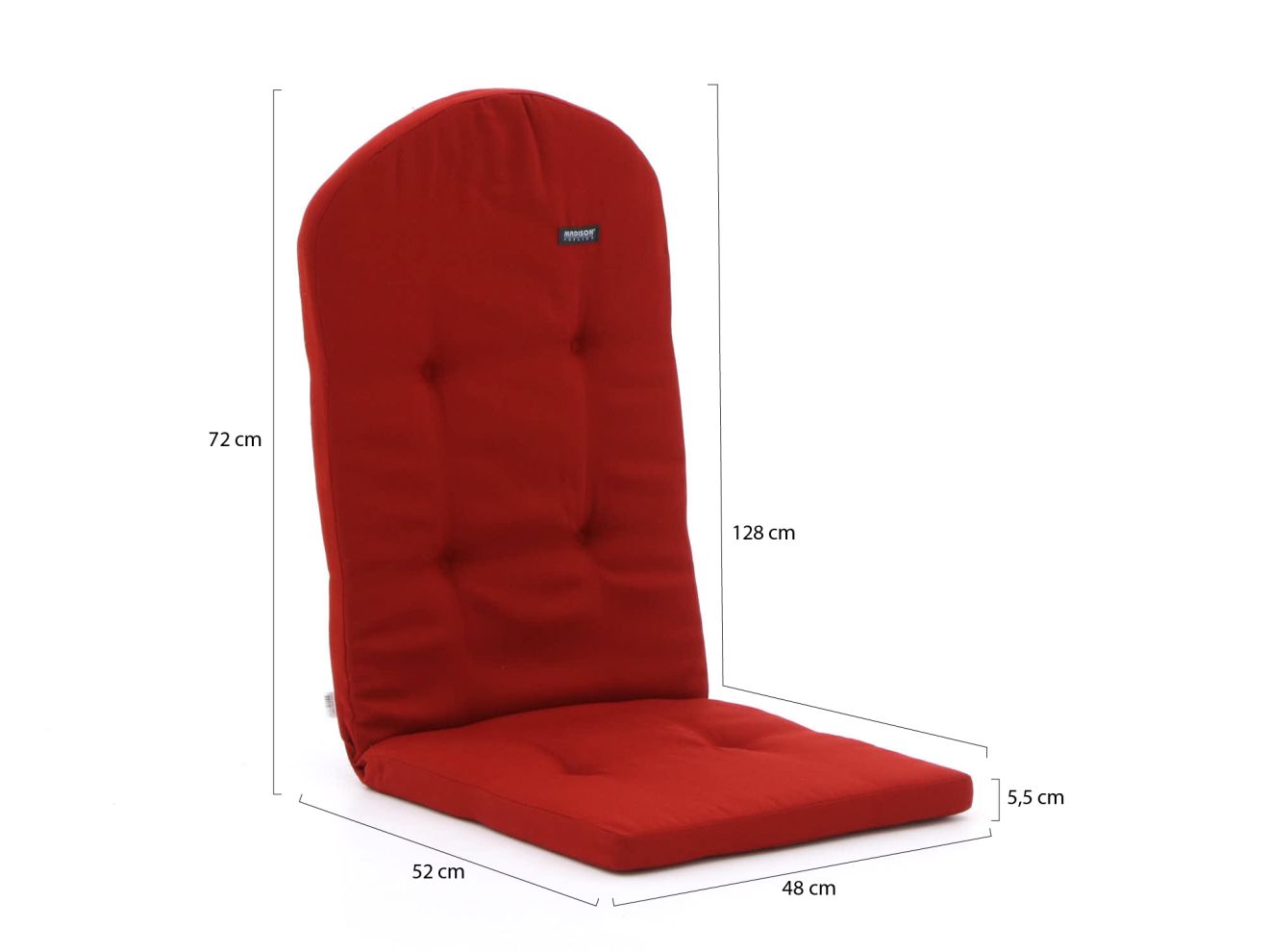 Madison Adirondack Auflage für Bearchair 128x48 cm Rot 128x48cm