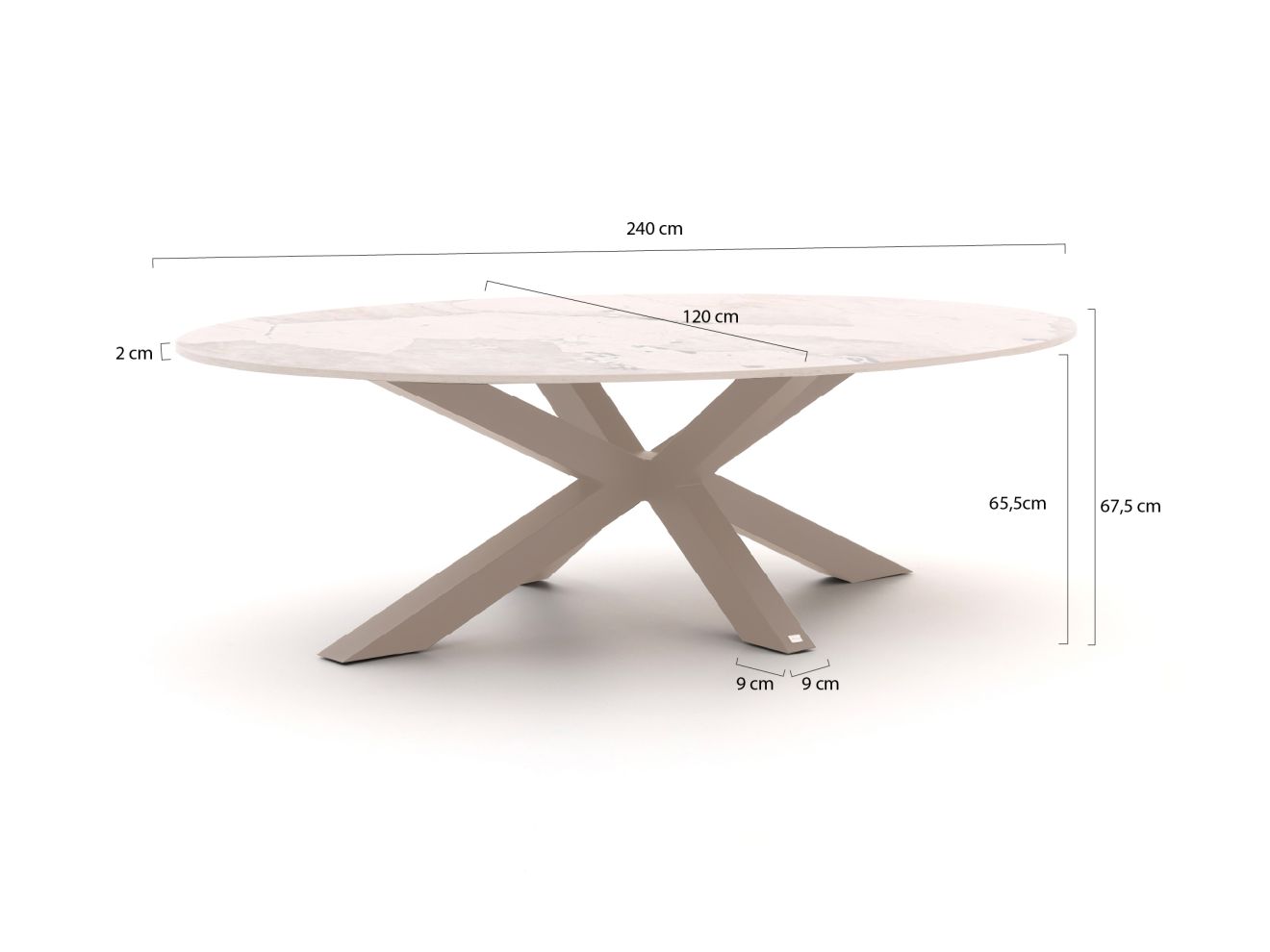 Bellagio Induno Ellips Low Dining Gartentisch 240x120 cm Taupe  Rabatt: 19 %