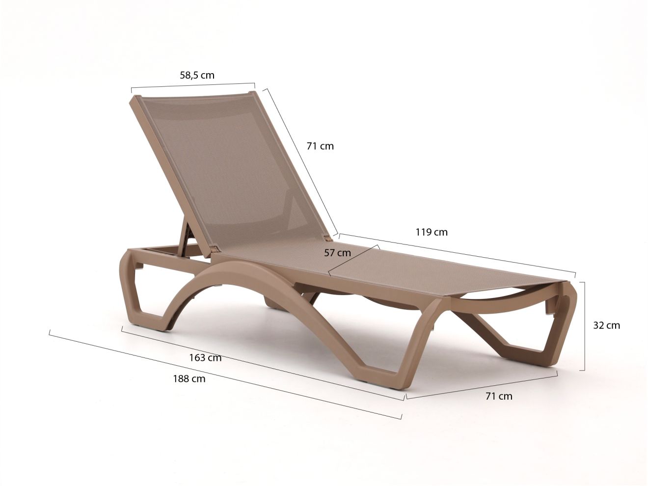 Forza Russi Gartenliege stapelbar/verstellbar Taupe