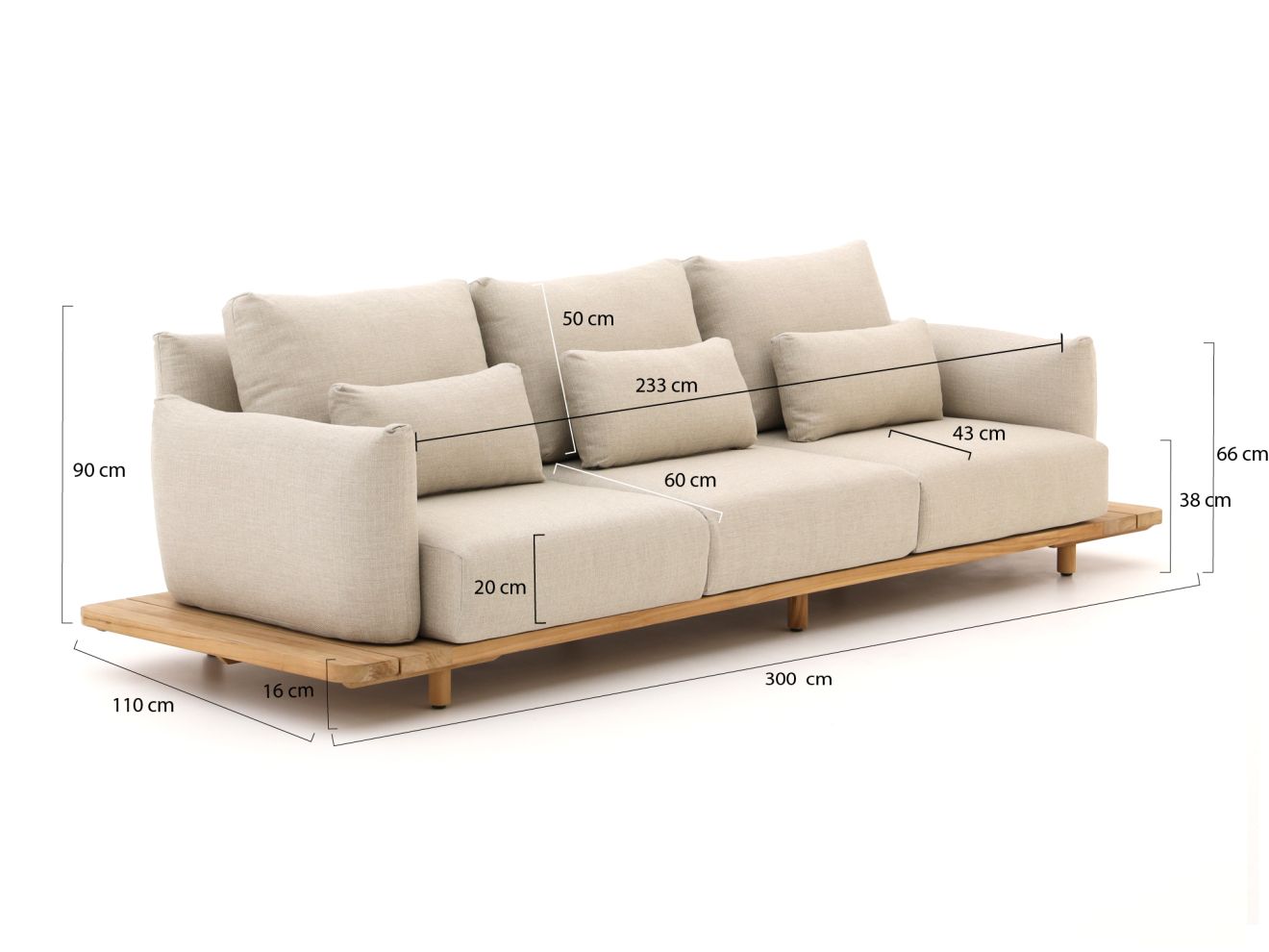 SUNS Bora Gartensofa 3-Sitzer 300 cm günstig online kaufen
