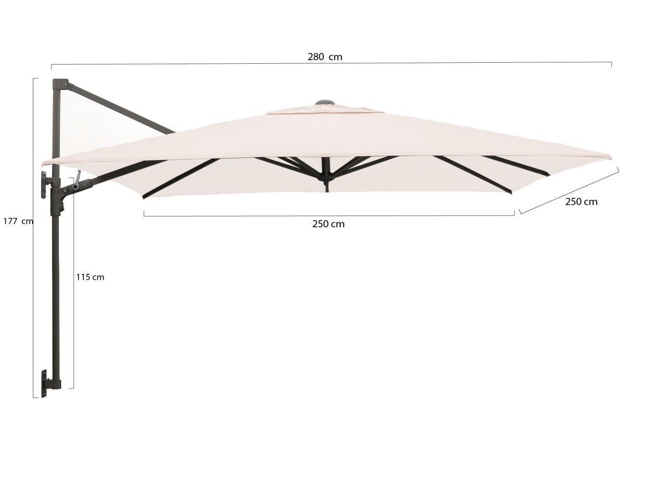 Shadowline Wandsonnenschirm 250x250 cm günstig online kaufen