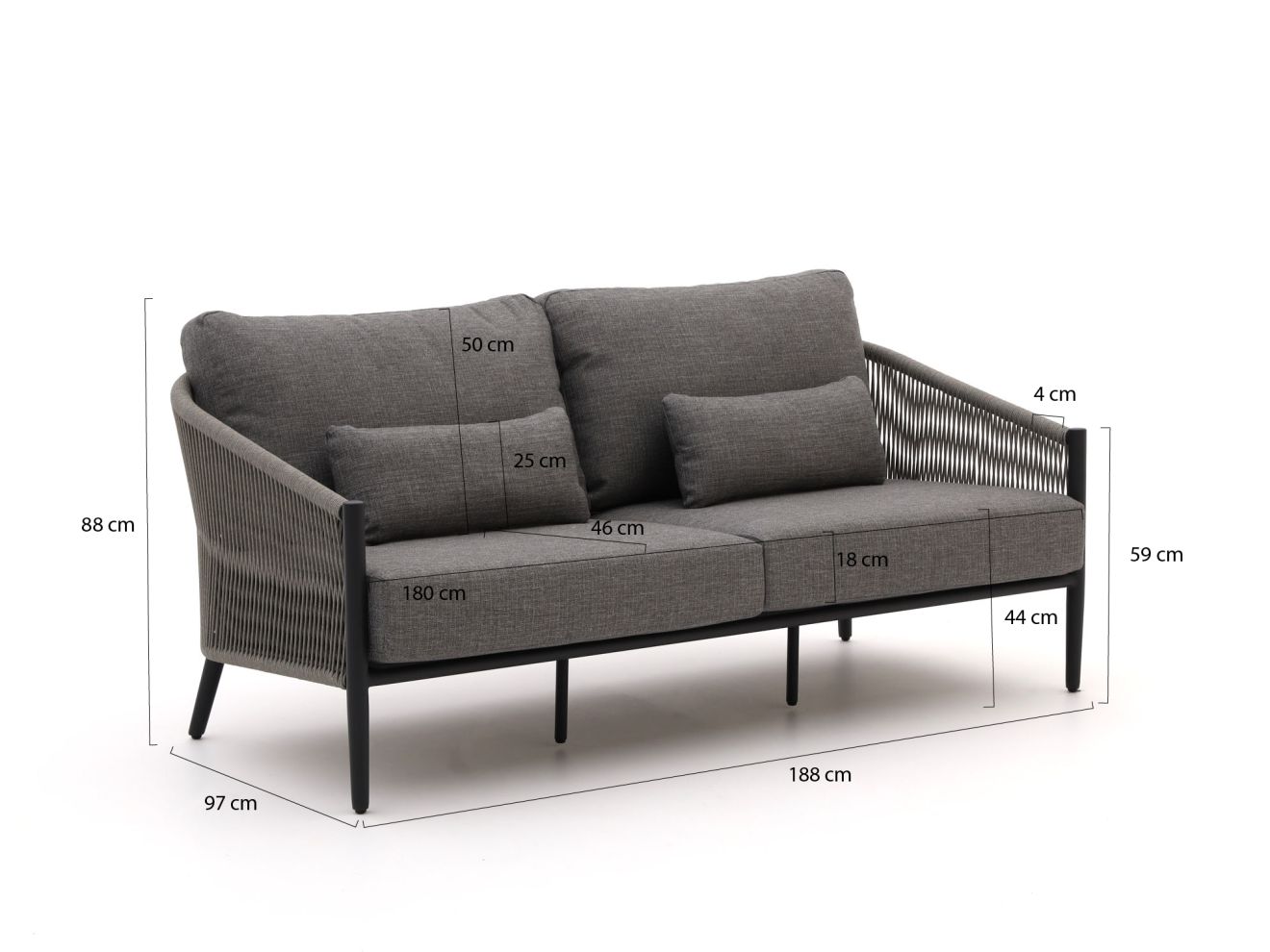 Bellagio Mineo Gartensofa 2,5-Sitzer 192 cm günstig online kaufen