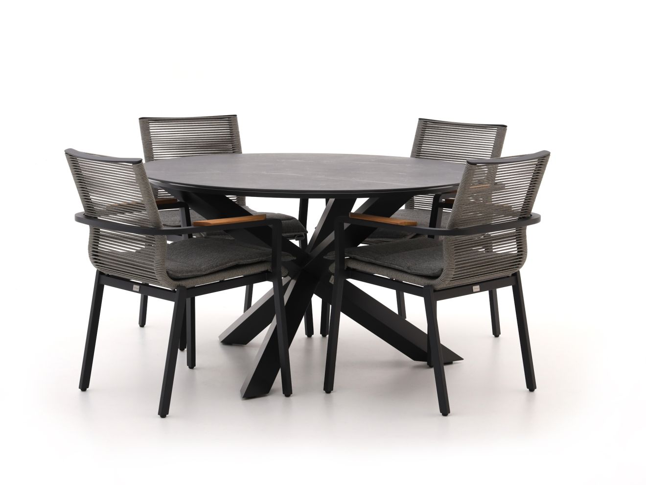 Bellagio Marudo/Lodola ø 130 cm Gartenmöbel-Set 5-teilig Stapelbar günstig online kaufen