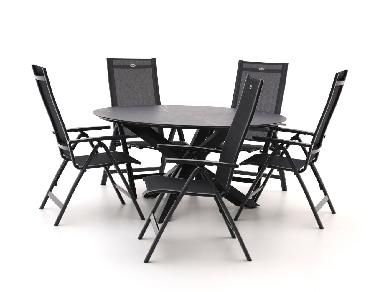 Hartman Troy/Lodola ø 150 cm Gartenmöbel-Set 6-teilig verstellbar Schwarz 150cm Rabatt: 23 %