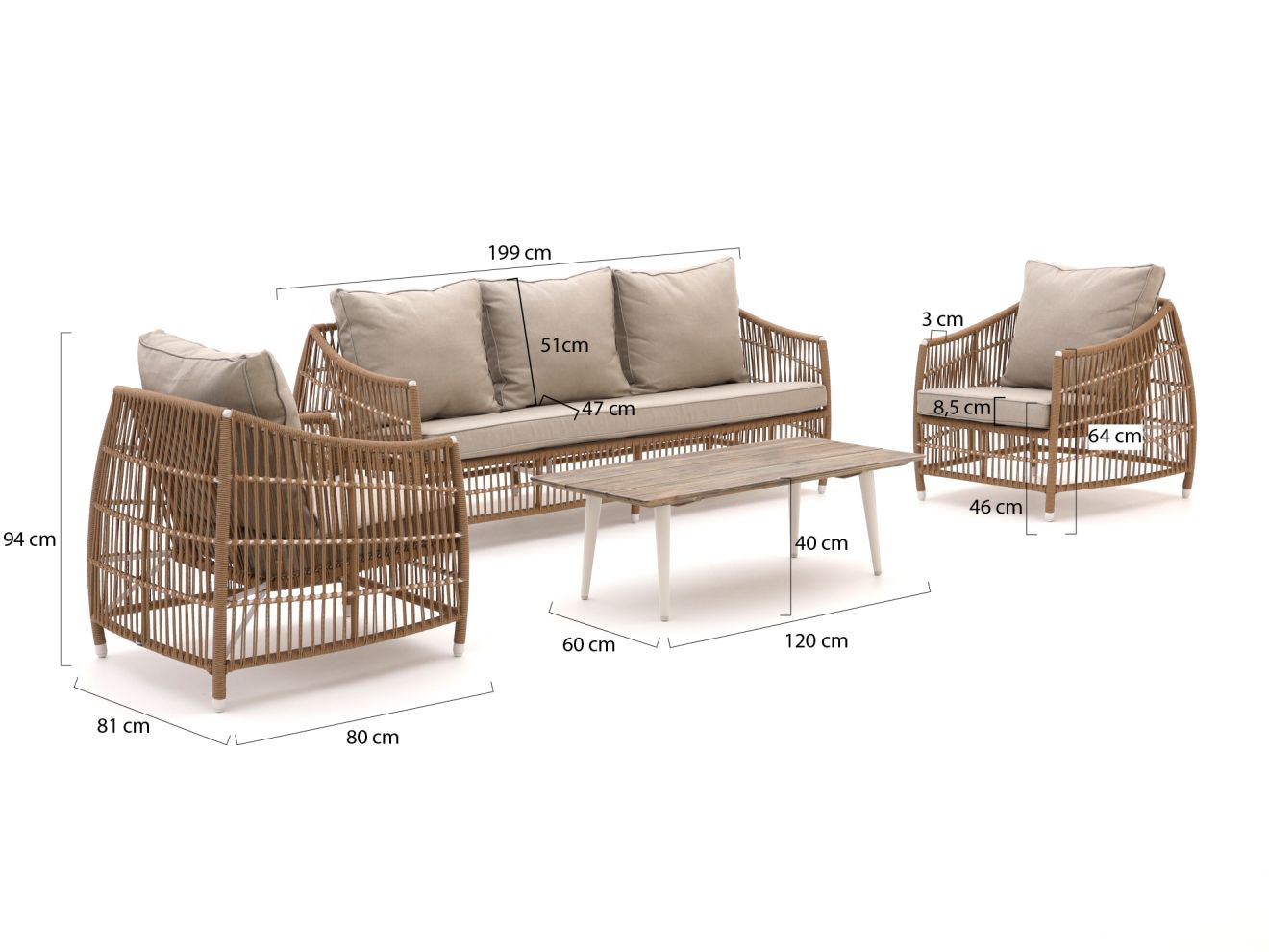 Manifesto Ortello Sessel-Sofa Lounge-Set...