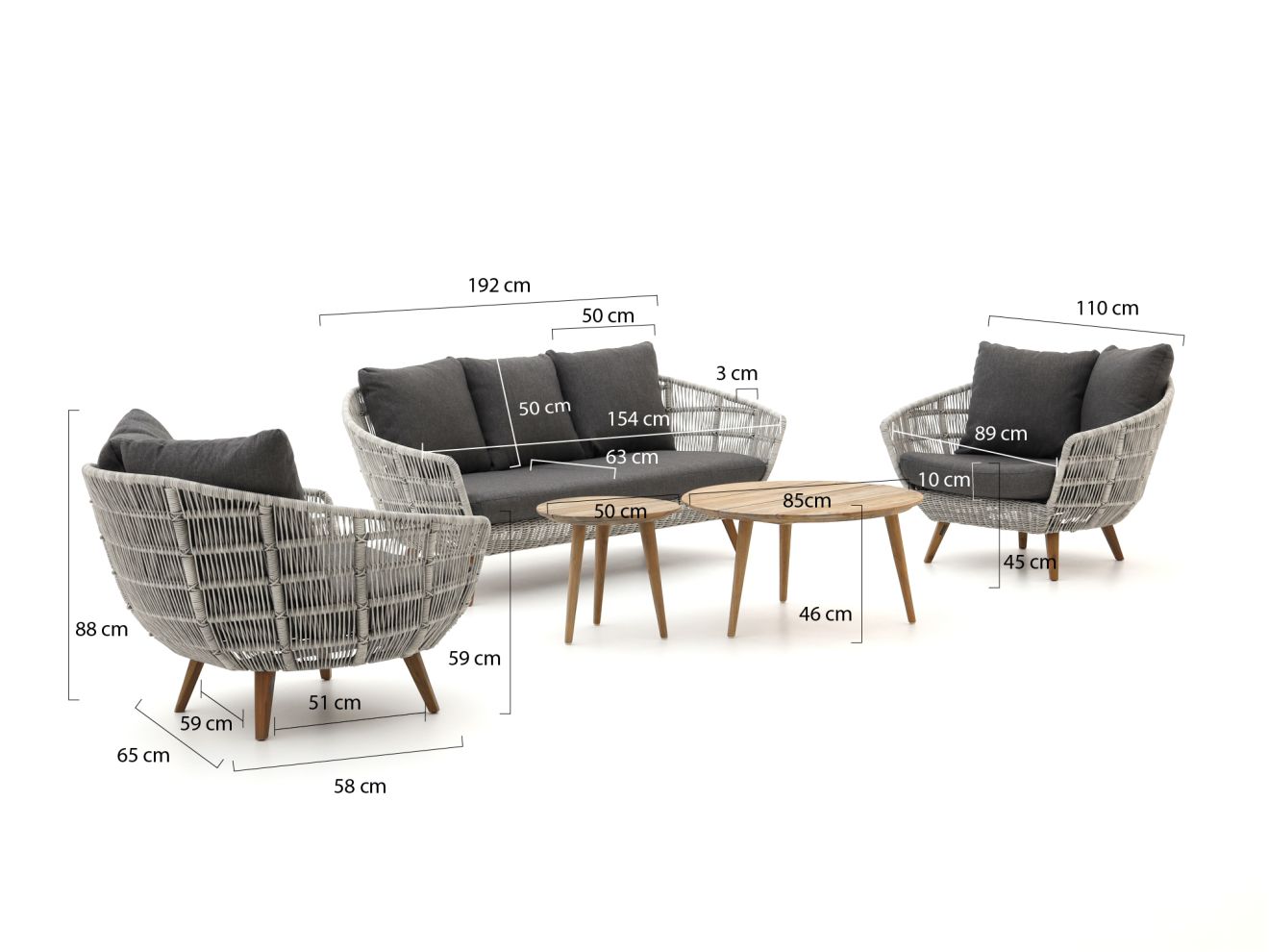 Intenso Stila/ROUGH-K Sessel-Sofa Lounge-Set 5-teilig Grau 0x0cm Rabatt: 17 %