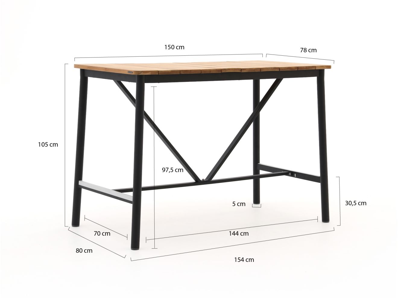 Apple Bee Milou 150 cm Gartenbar-Set 5-teilig Schwarz Apple Bee Milou 150 cm Gartenbar-Set 5-teilig Schwarz