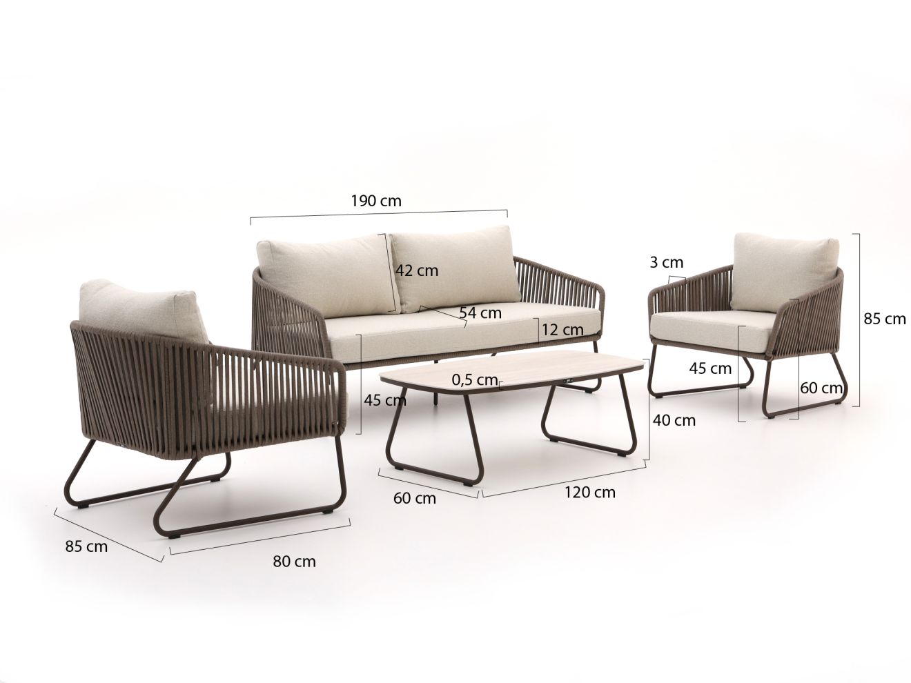 Yoi Calera Sessel-Sofa Lounge-Set 4-teil...