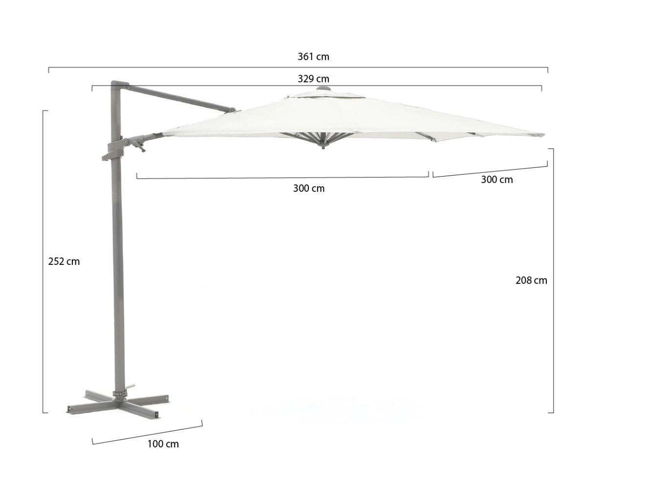 Shadowline Francisco Ampelschirm 300×300 cm Grau