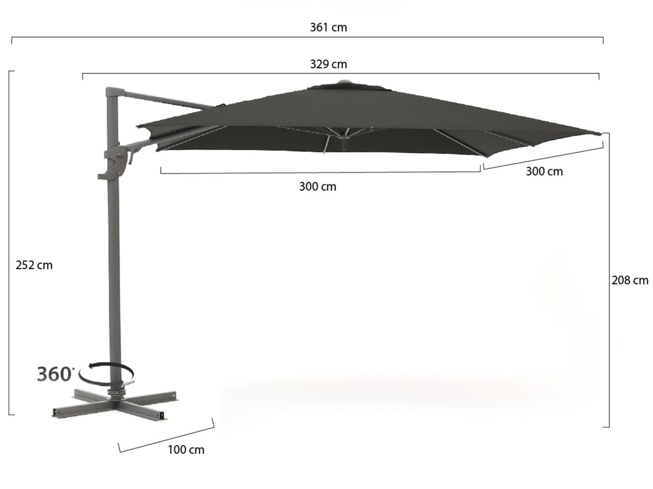 Shadowline Francisco Ampelschirm 300x300 cm günstig online kaufen