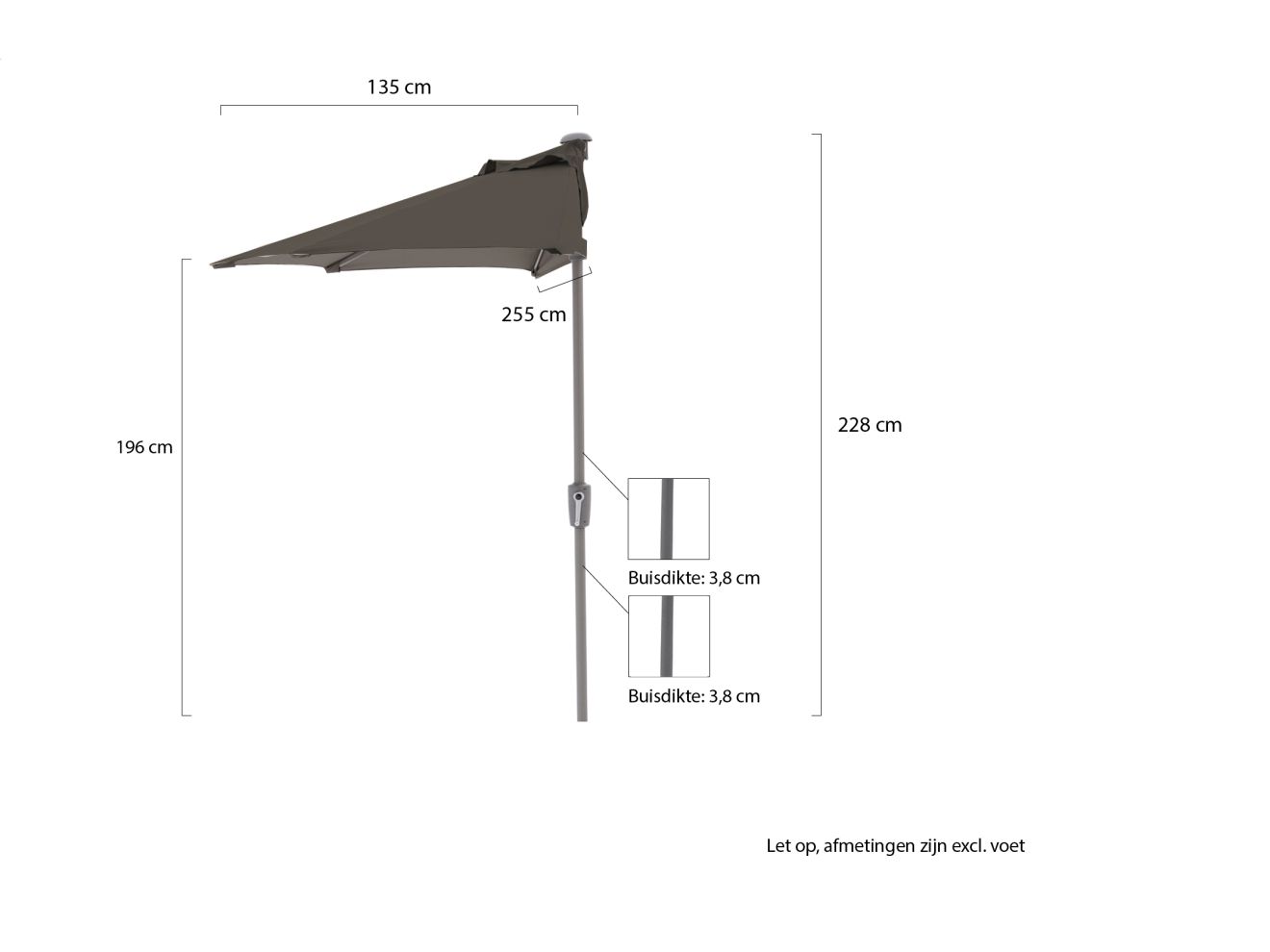 Shadowline balkon-Sonnenschirm 255x135 cm günstig online kaufen