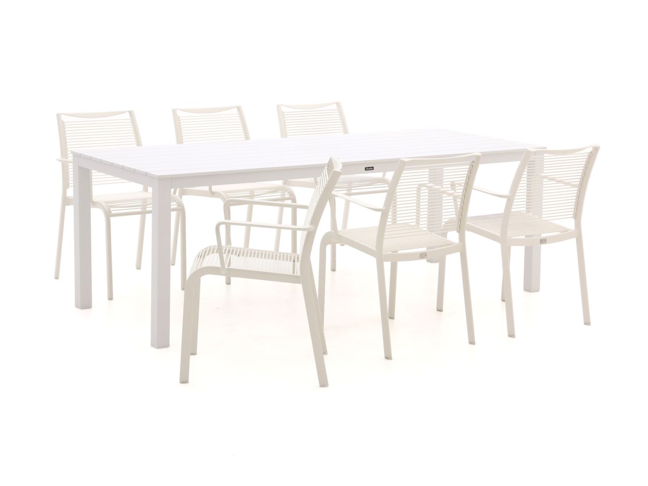 Apple Bee Hawaii/Menzano 220 cm Gartenmöbel-Set 7-teilig stapelbar Weiß  Rabatt: 19 %