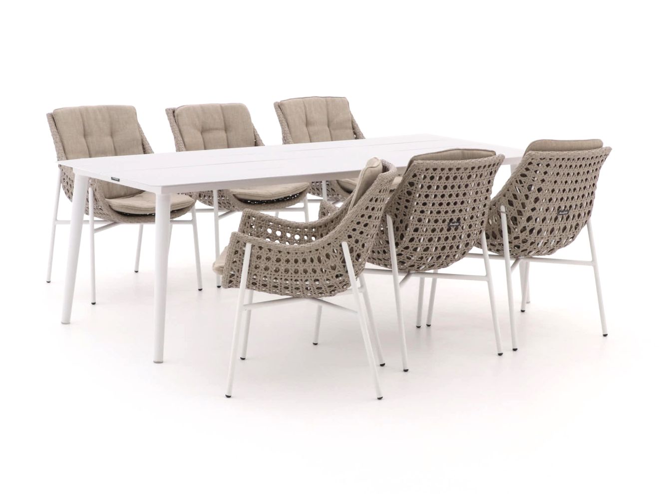 Manifesto Novara/Sora 220 cm Gartenmöbel-Set 7-teilig Weiß  Rabatt: 20 %