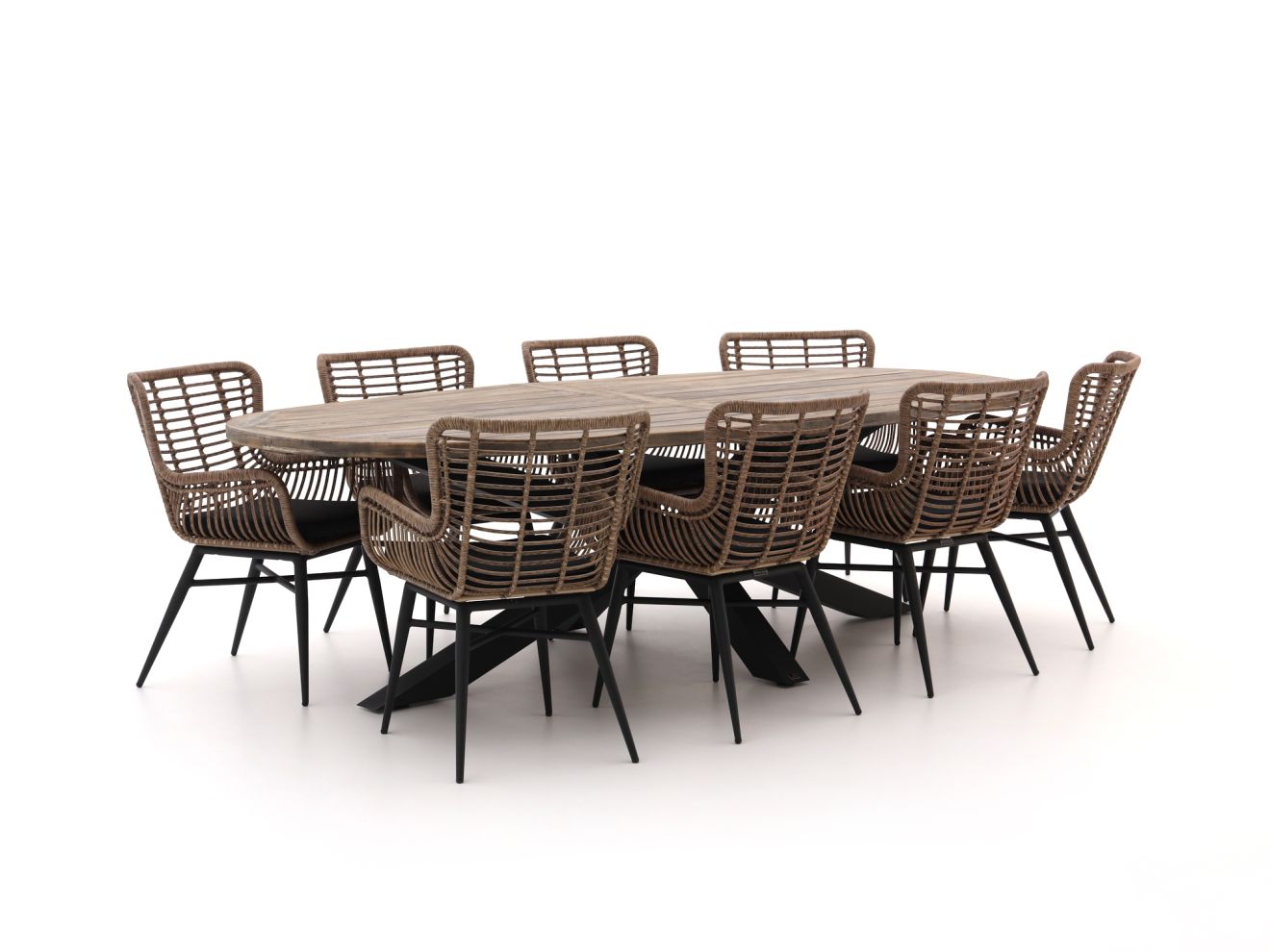 Intenso Asti/Rough-Y Ellips 280 cm Gartenmöbel-Set 9-teilig günstig online kaufen