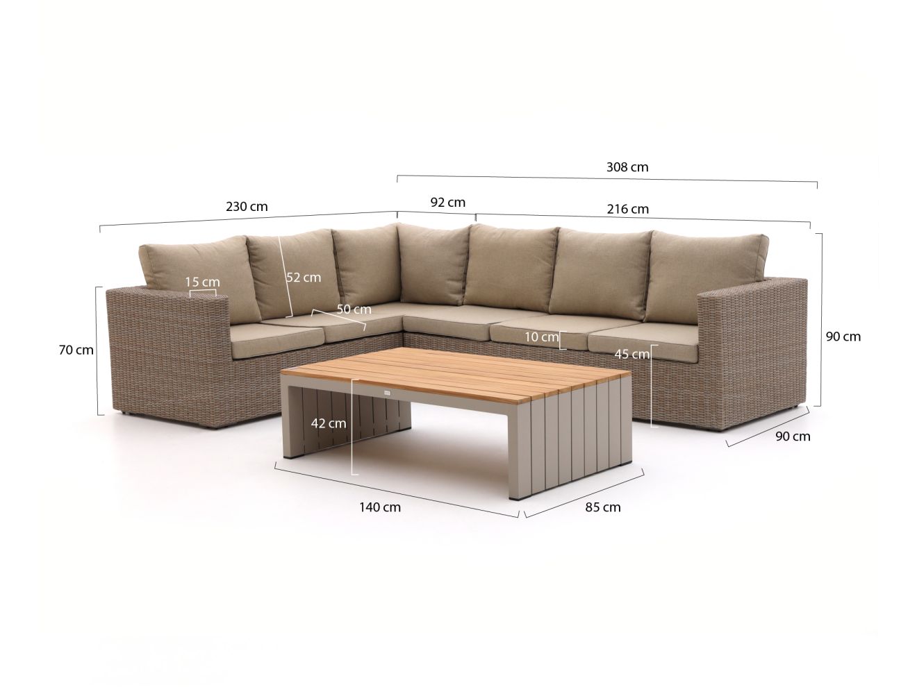 Intenso Carpino/Ummari Ecklounge-Set 3-teilig links Taupe 308x230cm Rabatt: 36 %