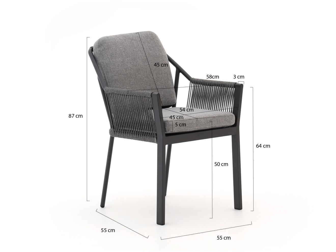 Tierra Outdoor Liv/Naro 280 cm Gartenmöbel-Set 9-teilig stapelbar Grau