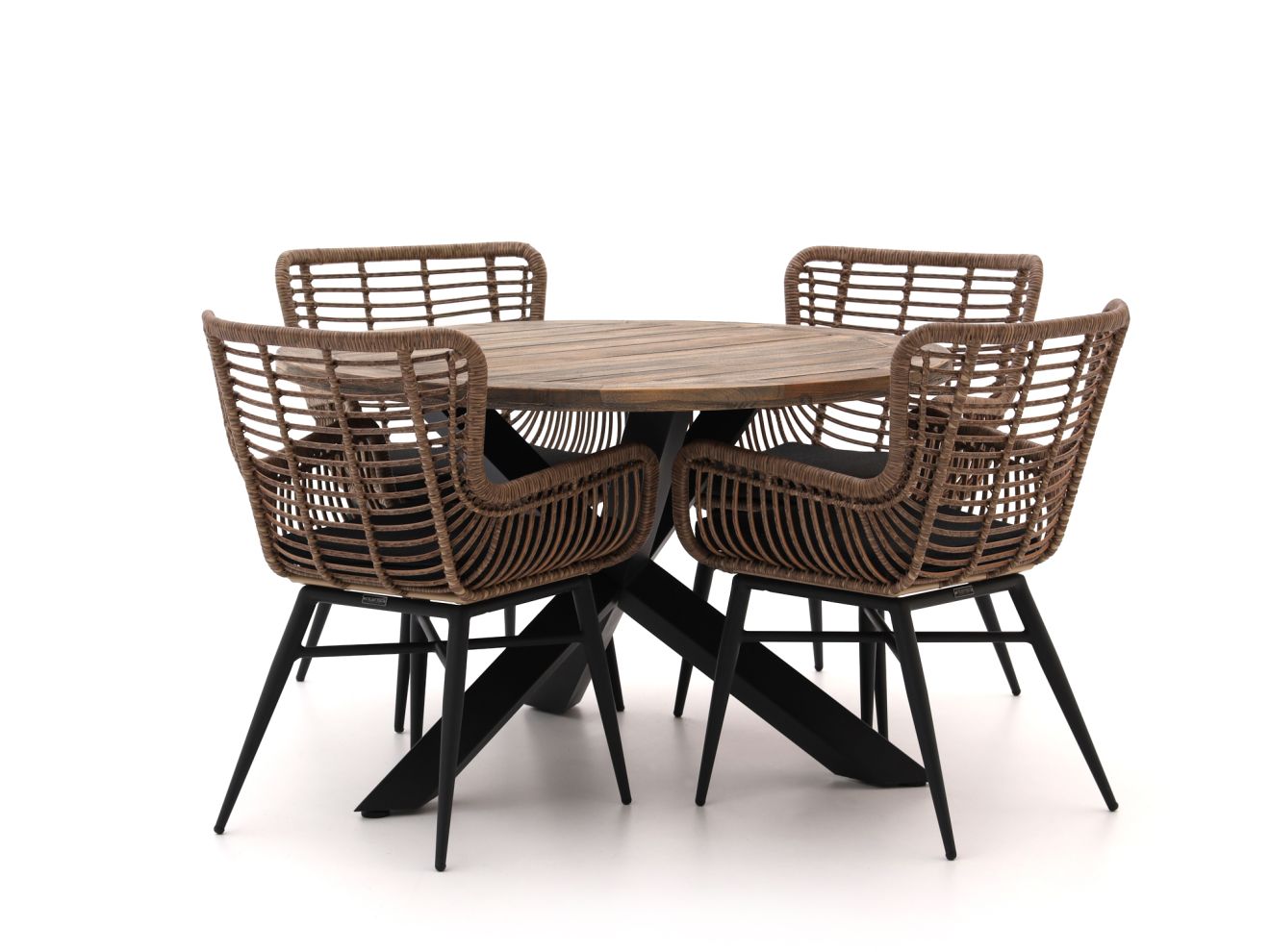 Intenso Asti/Rough-Y Ø 120 cm Gartenmöbel-Set 5-teilig günstig online kaufen