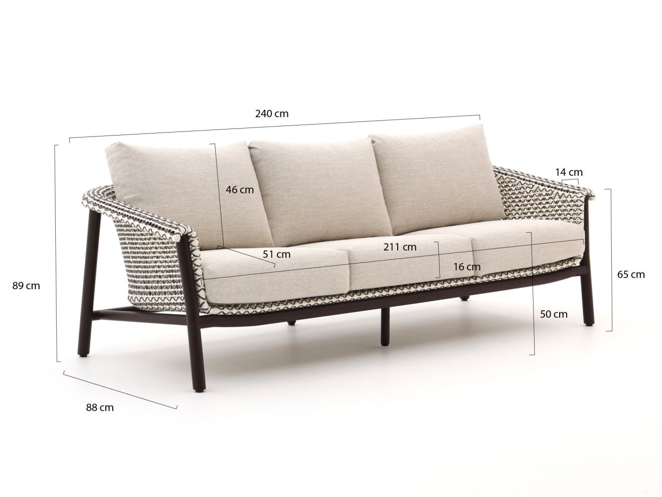 Zavelli Cuore Gartensofa 3-Sitzer 240 cm günstig online kaufen