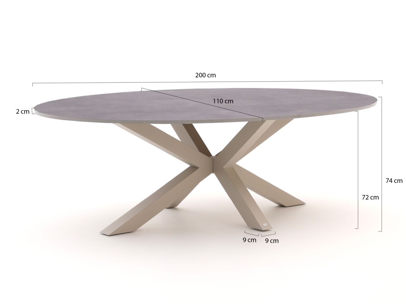 Bellagio Induno Ellips Gartentisch 200x1...