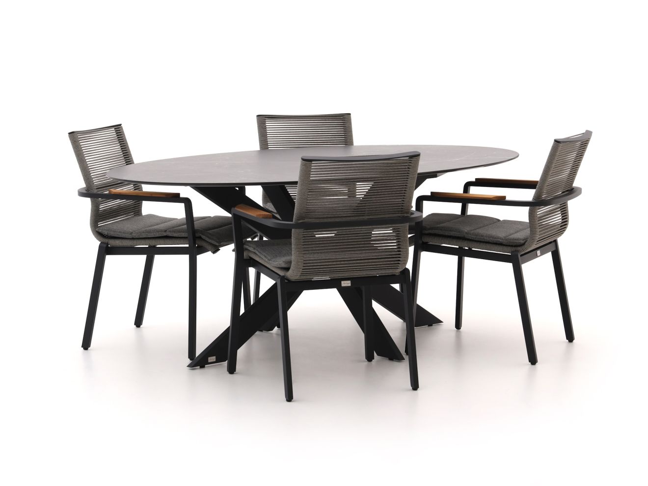 Bellagio Marudo/Furato ellips 200 cm Gartenmöbel-Set 5-teilig stapelbar günstig online kaufen
