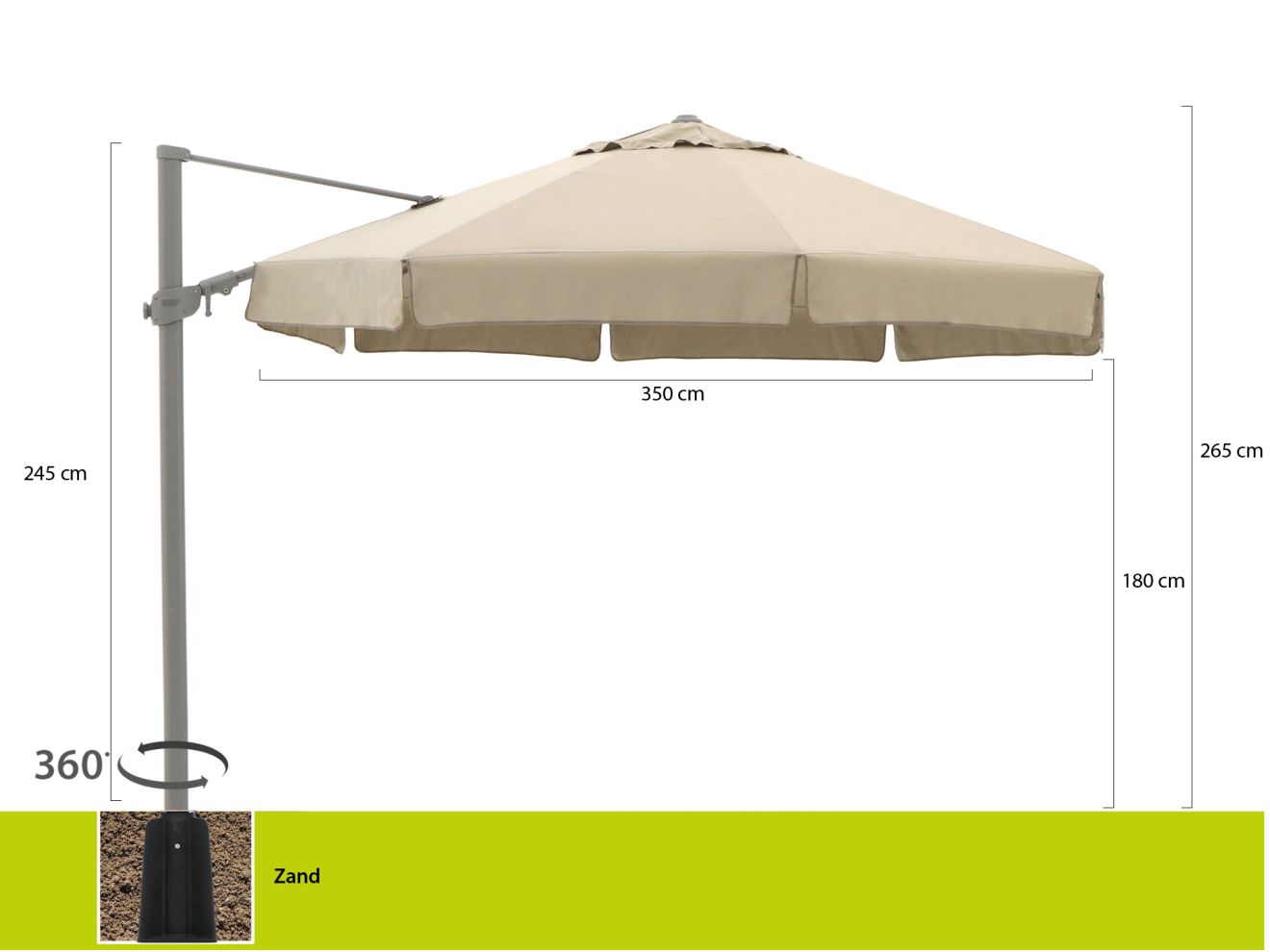 Shadowline Miami Ampelschirm ø 350 cm Taupe 350cm Shadowline Miami Ampelschirm ø 350 cm Taupe 350cm