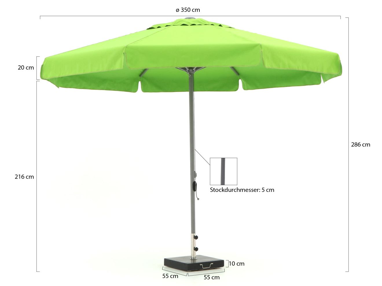 Shadowline Bonaire Sonnenschirm ø 350 cm Grün 350cm Rabatt: 22 %