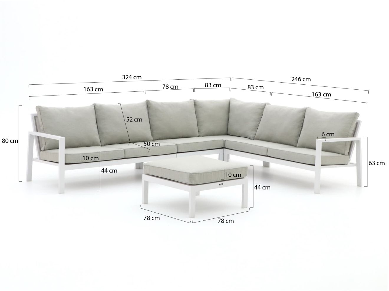 Manifesto Alzano Ecklounge-Set 5-teilig Weiß 324x246cm Rabatt: 21 %