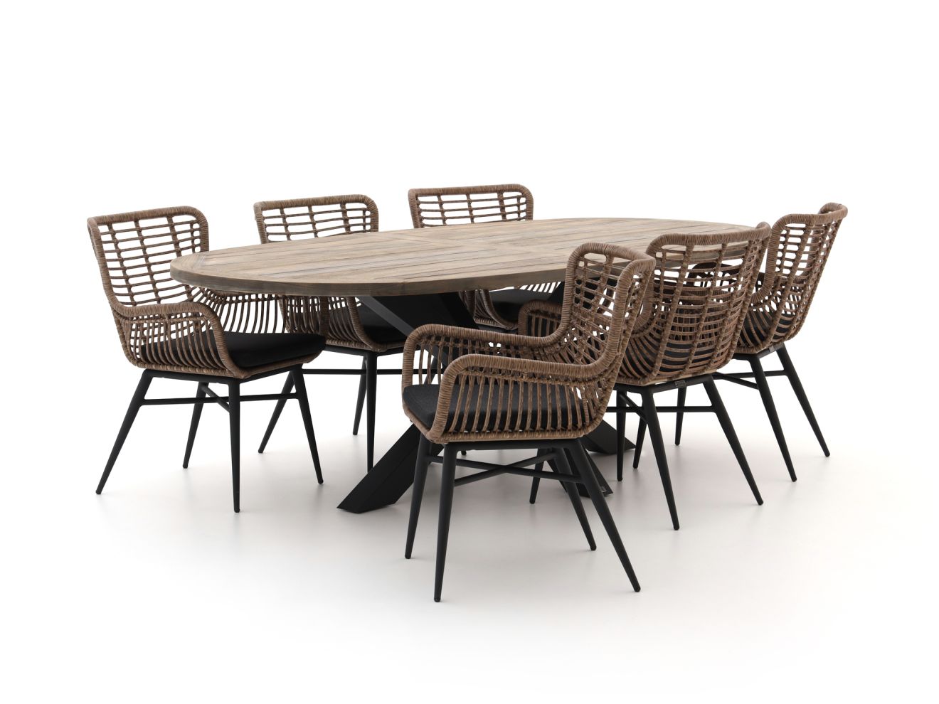 Intenso Asti/Rough-Y Ellips 240 cm Gartenmöbel-Set 7-teilig Grau  Rabatt: 33 %