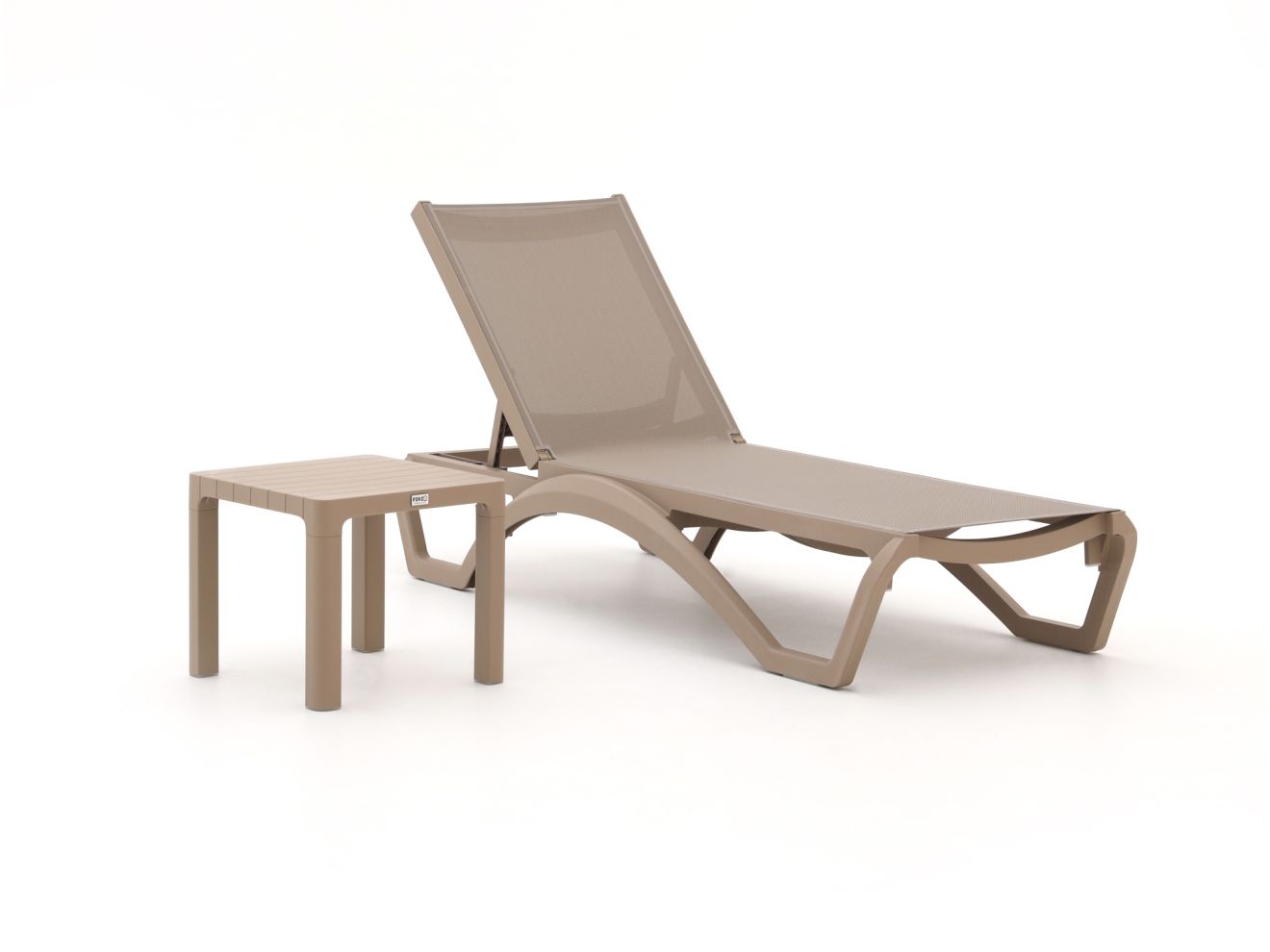 Forza Russi Gartenliegen-Set 3-teilig stapelbar verstellbar Taupe