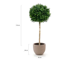 Designplants/Luca Lifestyle Buchsbaum Kugel Kunstbaum (h:110 cm) mit Terreno New Egg Blumentopf - Grün (UV beständig) (Blumentopf = Sand)