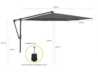 Glatz Sunwing Casa Ampelschirm 270x270 cm - Anthrazit -Aluminium - (155) (inkl. Terra Easyfoot) (inkl. Schutzhülle)