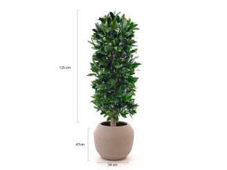 Designplants/Luca Lifestyle Lorbeer Säule Kunstpflanze (h:125 cm) mit Ruvido Combi Blumentopf - Grün (UV beständig) (Blumentopf = Sand)