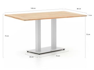 Forza Orta Gartentisch 140x80x75 cm - Teakholz