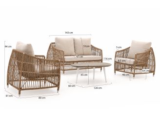 Manifesto Ortello/ROUGH-K Sessel-Sofa-Lounge-Set 4-teilig 4-Sitzer
