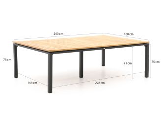 Manifesto Rivola/Linosa 240x160 cm Gartenmöbel-Set 11-teilig