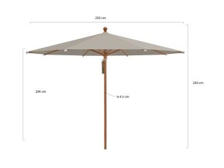 Glatz Piazza Sonnenschirm ø 250 cm - Taupe (151) (exkl. Schirmständer) (Gestell = Teak Look)