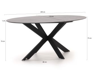 Bellagio Rumo/Furato Ellips 200 cm Gartenmöbel-Set 7-teilig stapelbar