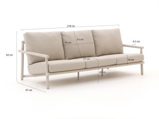 Bellagio Torre Muzza Gartensofa 3-Sitzer 218 cm - Camel Sand (inkl. Kissen)