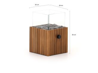 Cosiscoop Timber square Tischkamin 20x20x30 cm - Teakholz
