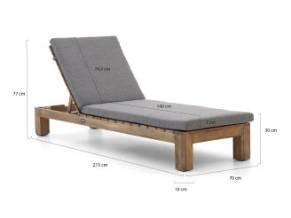 ROUGH-X Gartenliege - Grau - Anthrazit, Old Teak Greywash - Teakholz