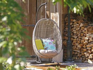 Manifesto Ortello Cocoon Hängesessel mit Gestell - Taupe - Beige - Braun - Polyrattan