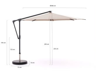 Glatz Sunwing Casa Ampelschirm ø 300 cm - Taupe -Aluminium -(151) (inkl. Shadowline Sonnenschirmständer) (inkl. Schutzhülle)
