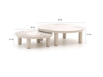 Bellagio Sarsina Lounge Gartentisch-Set ø 85 cm(h:27 cm)/ø 65 cm (h:21 cm) - Sintered stone