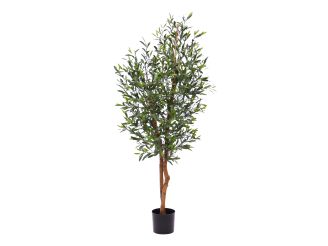 Designplants/Luca Lifestyle Oliven Kunstbaum (h:150 cm) mit Grigio New Egg Blumentopf - Grün (UV beständig) (Blumentopf = Antique White)