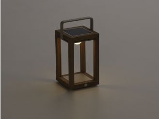 SUNS Tom Solar-Laterne 16x17x28 cm - Natural Teak/Camel Sand